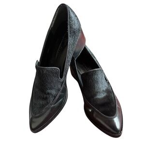 Sigerson Morrison Leather Calf Hair Loafers